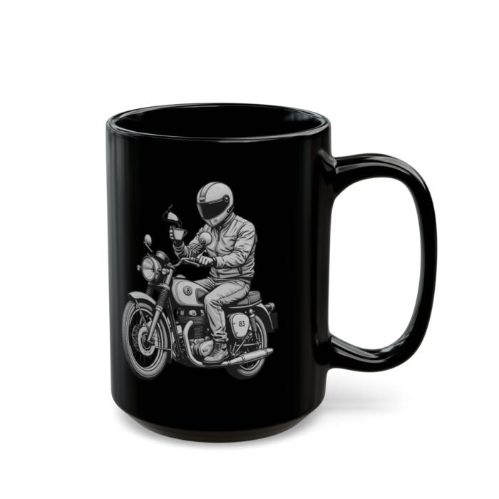 Motorcycle Rider with Coffee Black Mug (11oz, 15oz) - Image 6
