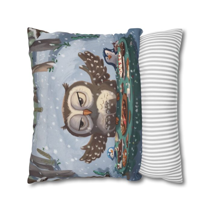 Winter Woodland Feast Spun Polyester Square Pillowcase - Image 16