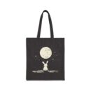 The rabbit looking at Earth from the moon Cotton Canvas Tote Bag
