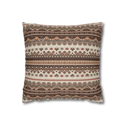 Warm Nordic Knit  Faux Suede Square Pillowcase