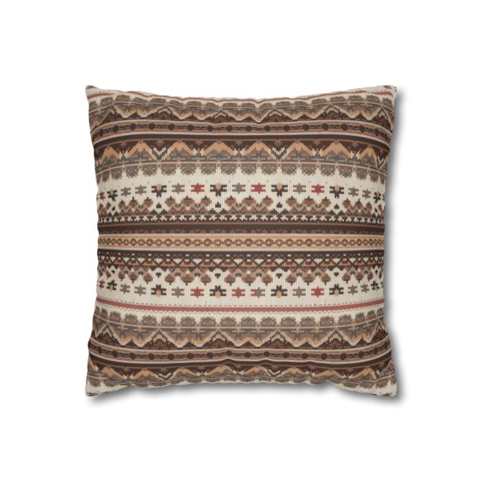 Warm Nordic Knit  Faux Suede Square Pillowcase