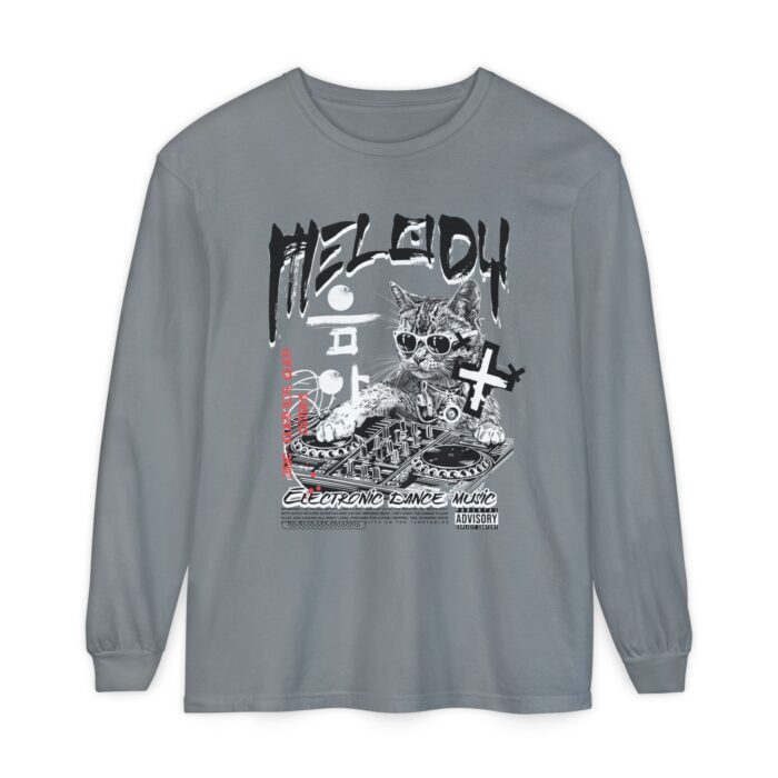 DJ Cat Unisex Garment-dyed Long Sleeve T-Shirt - Image 21