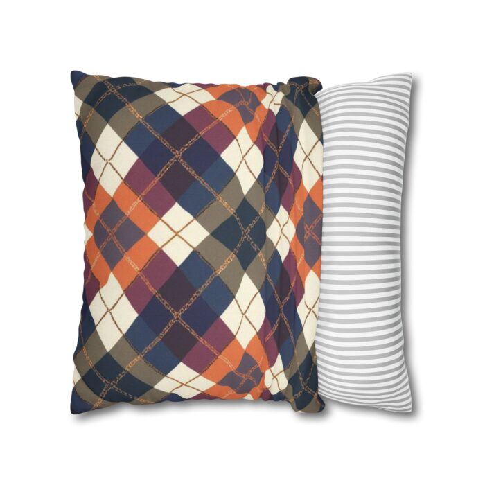 Warm Harvest Argyle Spun Polyester Square Pillowcase - Image 10