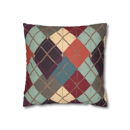 Vintage Harvest Argyle Faux Suede Square Pillowcase