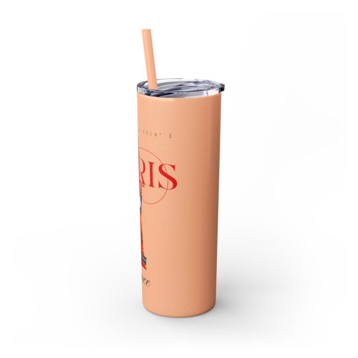 Paris Glitter Skinny Tumbler with Straw, 20oz - Image 4