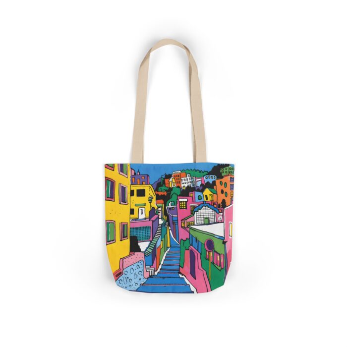 The hillside village in Korea Canvas Tote Bag, 5-Color Straps - Image 4