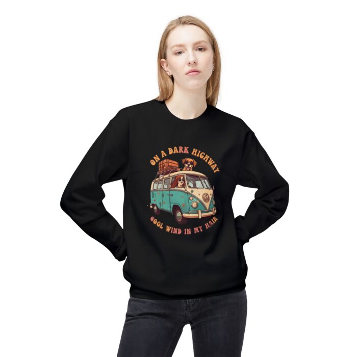 On a dark highway Unisex Midweight Softstyle Fleece Crewneck Sweatshirt - Image 3