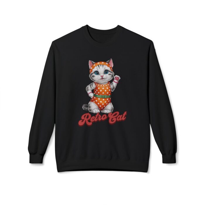 Retro Cat Unisex Midweight Softstyle Fleece Crewneck Sweatshirt - Image 9