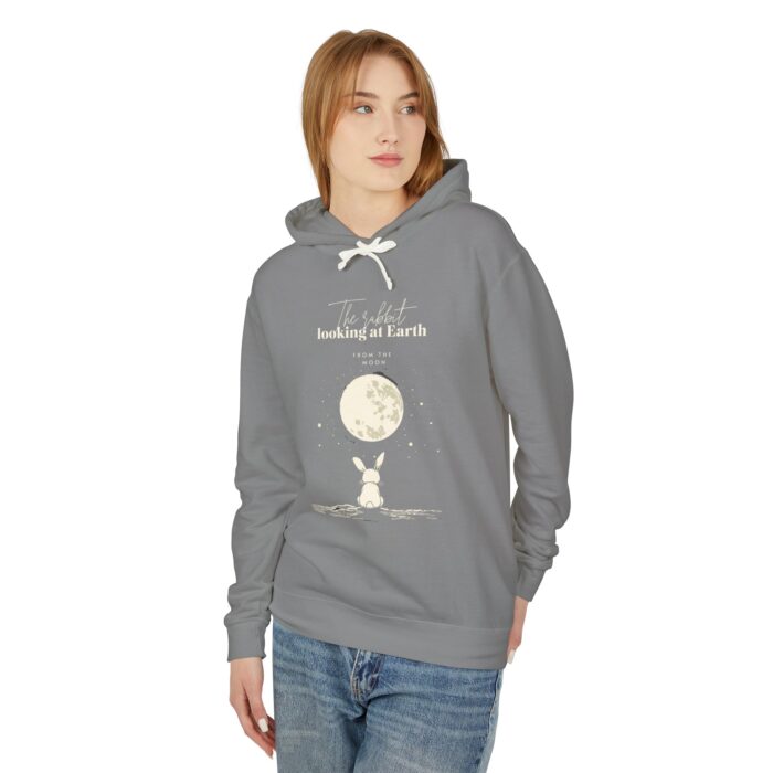 The rabbit looking at Earth from the moon Unisex Lightweight Hooded Sweatshirt - Image 7