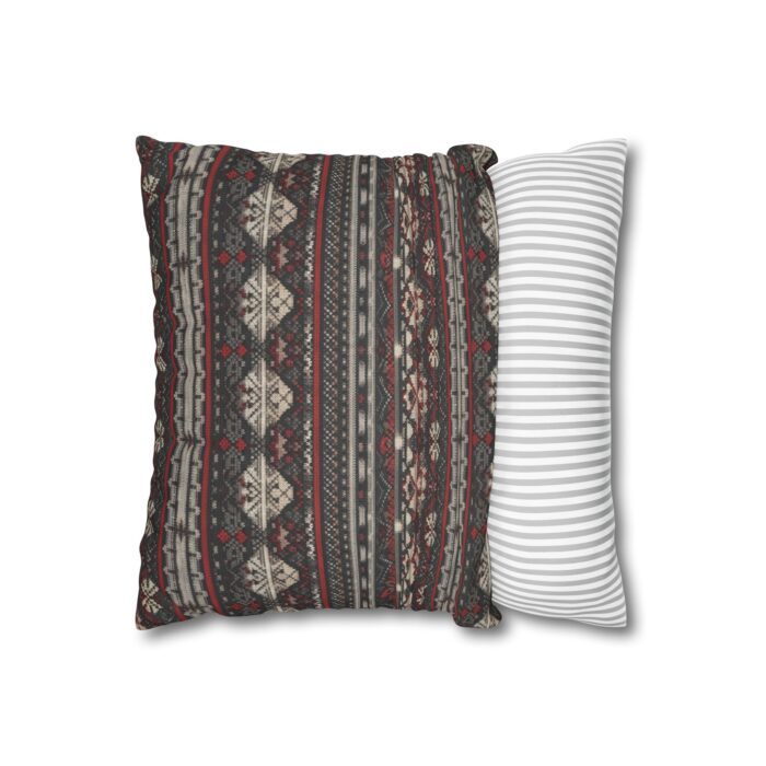 Nordic Knit Pattern Faux Suede Square Pillowcase - Image 2