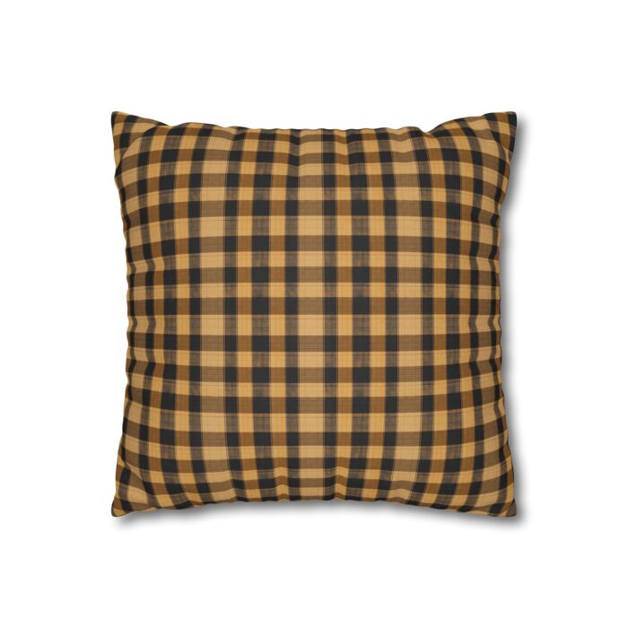 Yellow hue plaid Faux Suede Square Pillowcase - Image 3