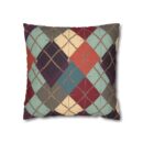 Vintage Harvest Argyle Faux Suede Square Pillowcase