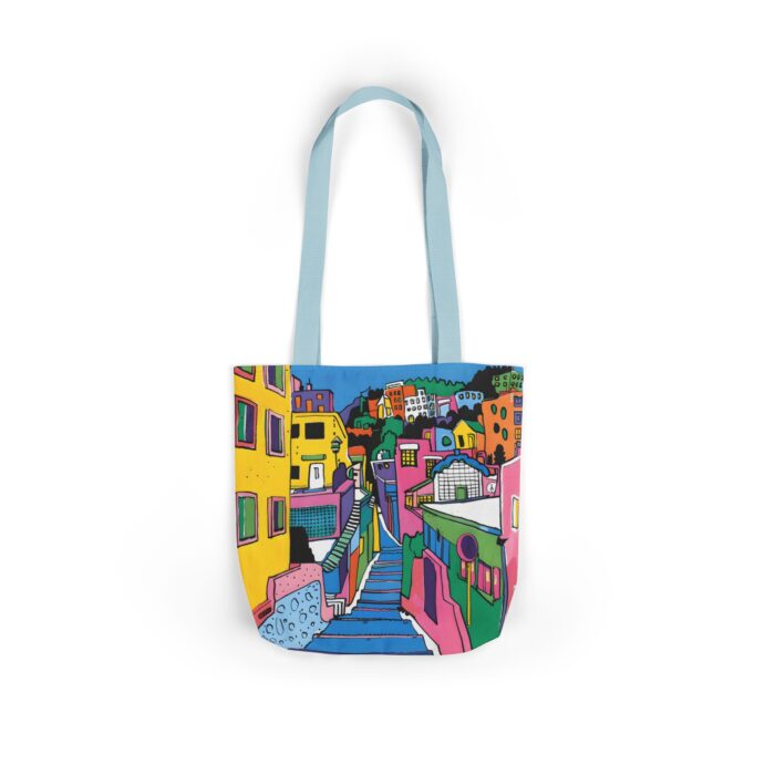 The hillside village in Korea Canvas Tote Bag, 5-Color Straps - Image 12