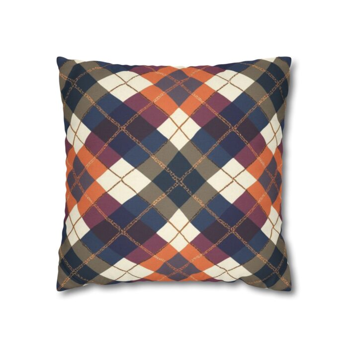 Warm Harvest Argyle Spun Polyester Square Pillowcase - Image 5
