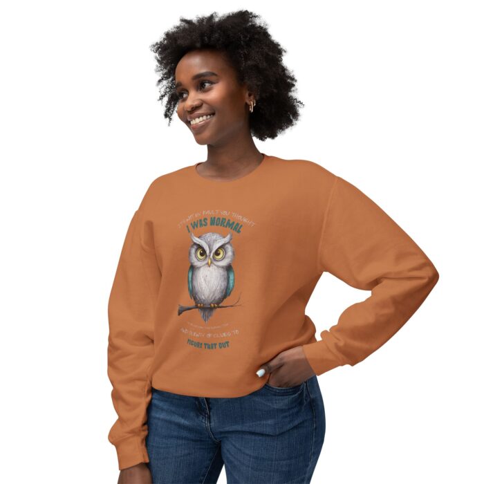 Quirky Owl's Message Unisex Lightweight Crewneck Sweatshirt - Image 3