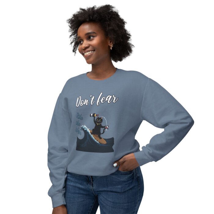Ride with wave Unisex Lightweight Crewneck Sweatshirt - Image 19