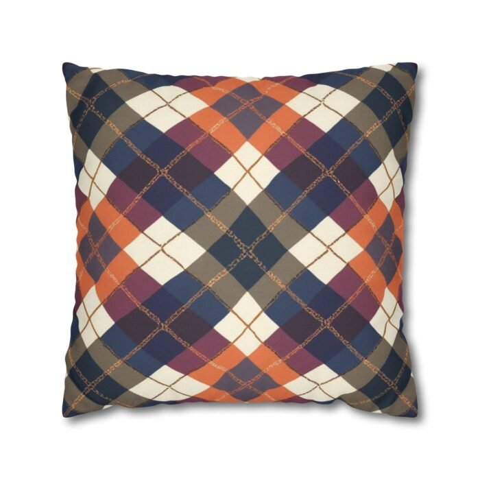 Warm Harvest Argyle Spun Polyester Square Pillowcase - Image 13