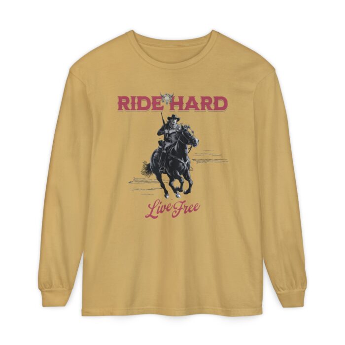 Ride hard Unisex Garment-dyed Long Sleeve T-Shirt - Image 5