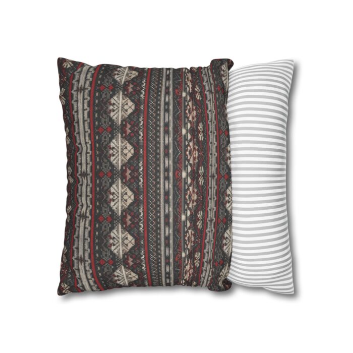 Nordic Knit Pattern Faux Suede Square Pillowcase - Image 8