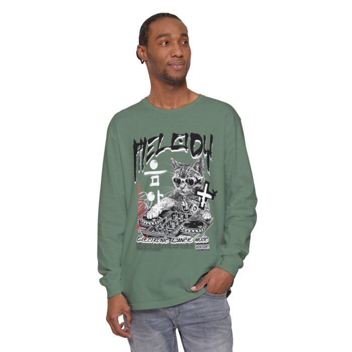 DJ Cat Unisex Garment-dyed Long Sleeve T-Shirt - Image 15