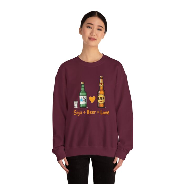 Soju + Beer = Love Unisex Heavy Blend™ Crewneck Sweatshirt - Image 20