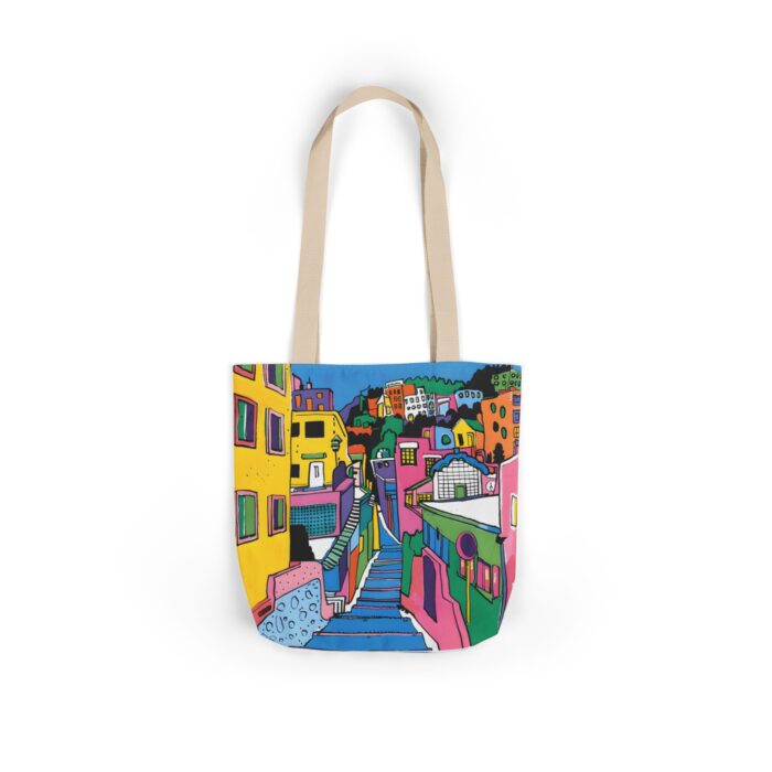 The hillside village in Korea Canvas Tote Bag, 5-Color Straps - Image 2