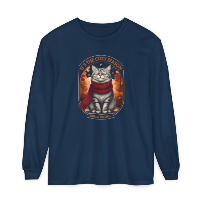 It's the cozy season Unisex Garment-dyed Long Sleeve T-Shirt - Image 5
