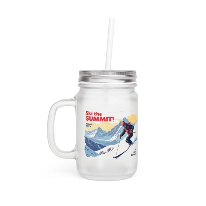 "meta_description": "Frosted glass jar with lid & straw, perfect for cocktails. Elevate your drink experience!",