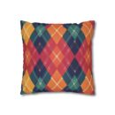 Festive Firelight Plaid Faux Suede Square Pillowcase