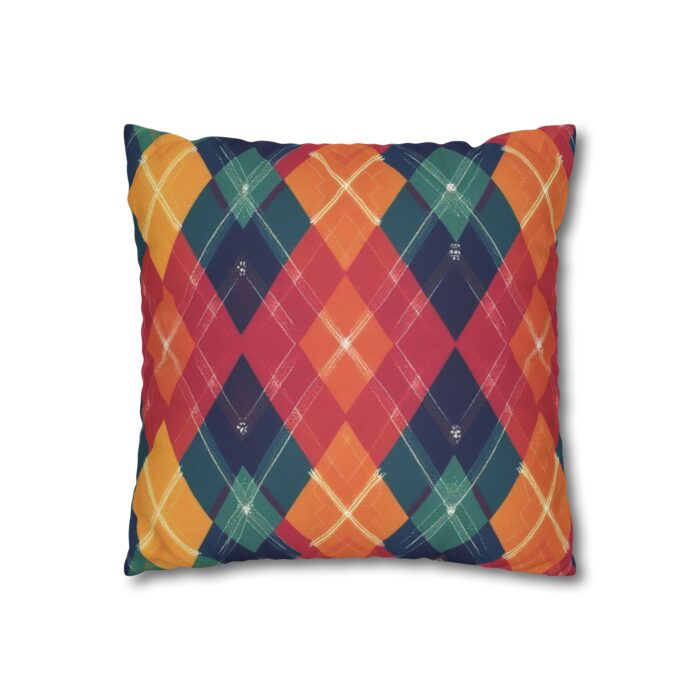 Festive Firelight Plaid Faux Suede Square Pillowcase - Image 3