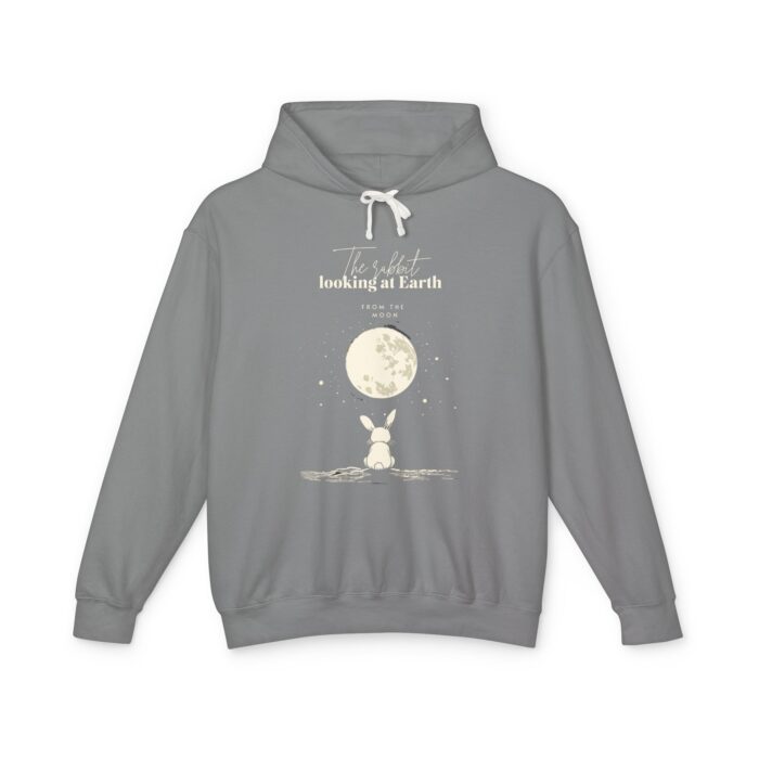 The rabbit looking at Earth from the moon Unisex Lightweight Hooded Sweatshirt - Image 5