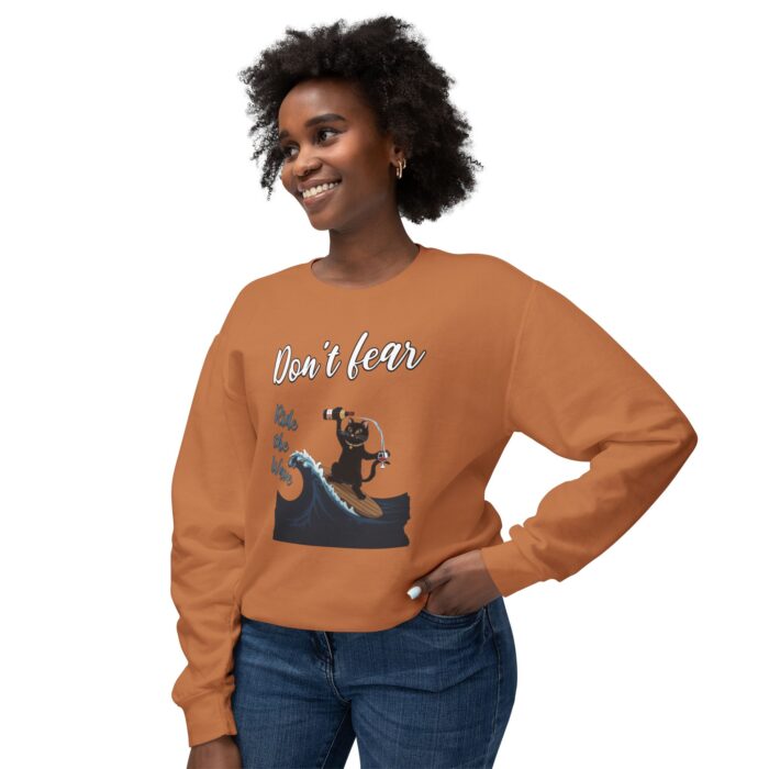 Ride with wave Unisex Lightweight Crewneck Sweatshirt - Image 3