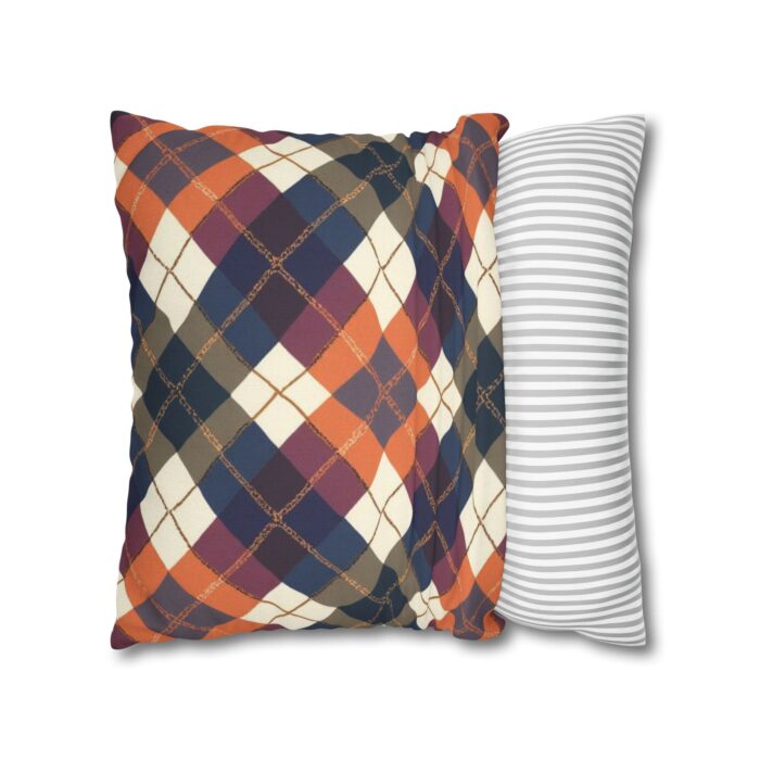 Warm Harvest Argyle Spun Polyester Square Pillowcase - Image 12