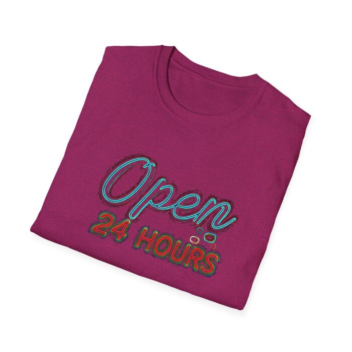 Open 24 Hours Unisex Softstyle T-Shirt - Casual Statement Tee - Image 8