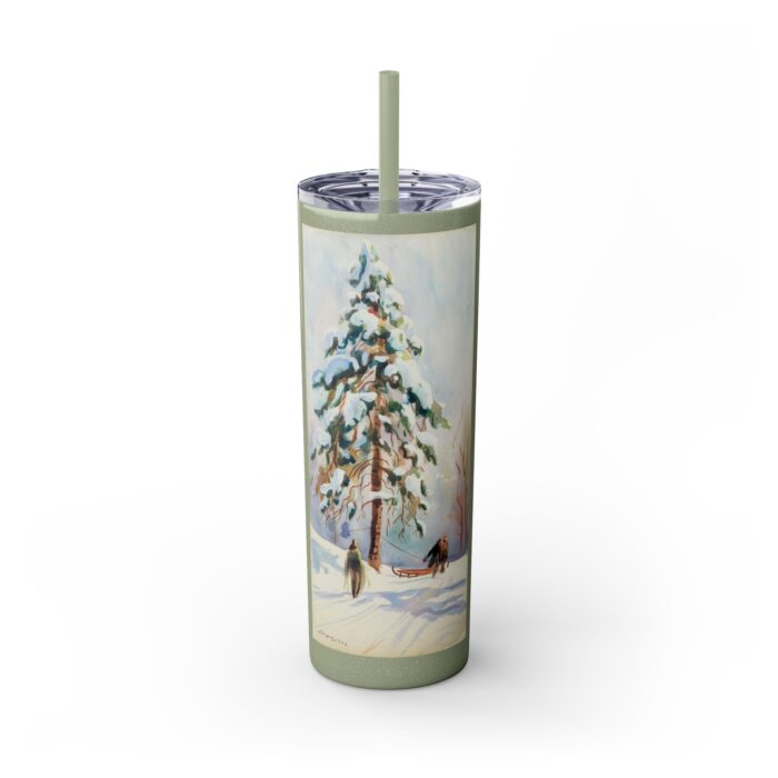 A tall pine tree Skinny Tumbler with Straw, 20oz - Image 5