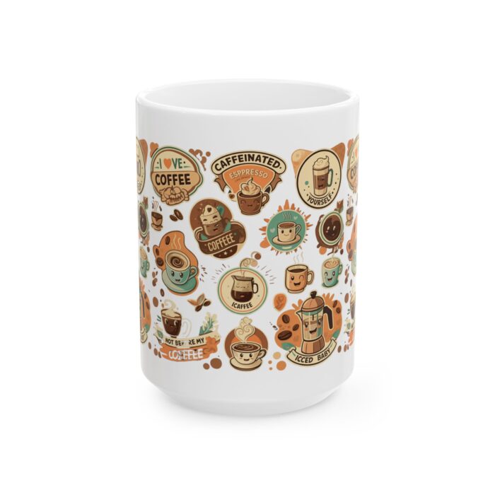 Coffee Stickers Ceramic Mug, (11oz, 15oz) - Image 5