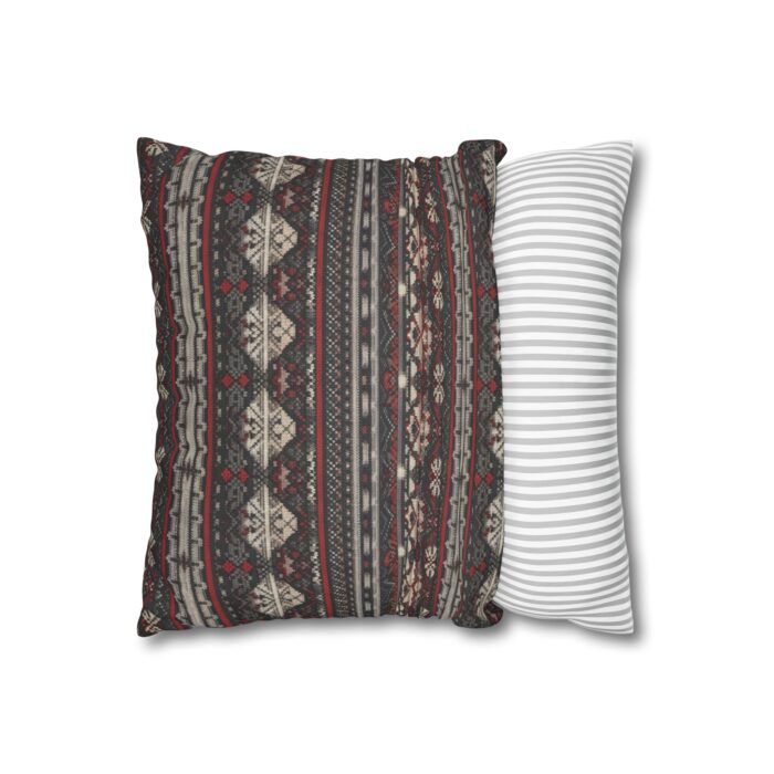 Nordic Knit Pattern Faux Suede Square Pillowcase - Image 4