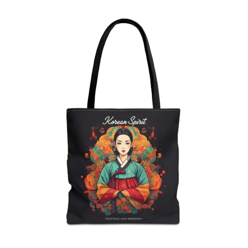 "meta_description": "Korean spirit Tote Bag: Stylish 18"x18", durable, spun polyester. Perfect accessory for 2025 trends.",
