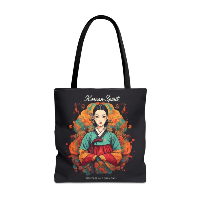 "meta_description": "Korean spirit Tote Bag: Stylish 18"x18", durable, spun polyester. Perfect accessory for 2025 trends.",