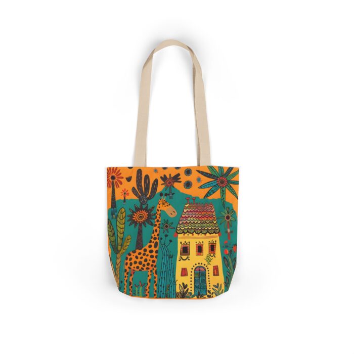 The giraffe that lives in my house Canvas Tote Bag, 5-Color Straps - Image 2