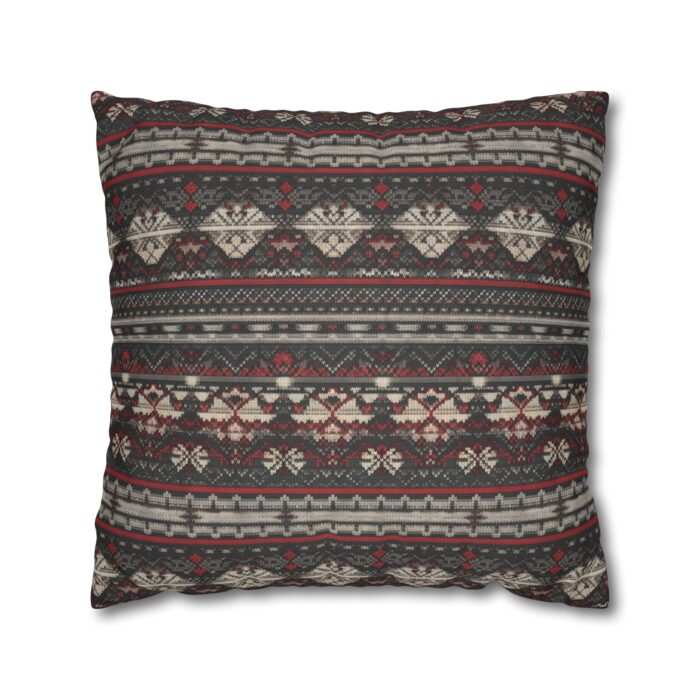 Nordic Knit Pattern Faux Suede Square Pillowcase - Image 13