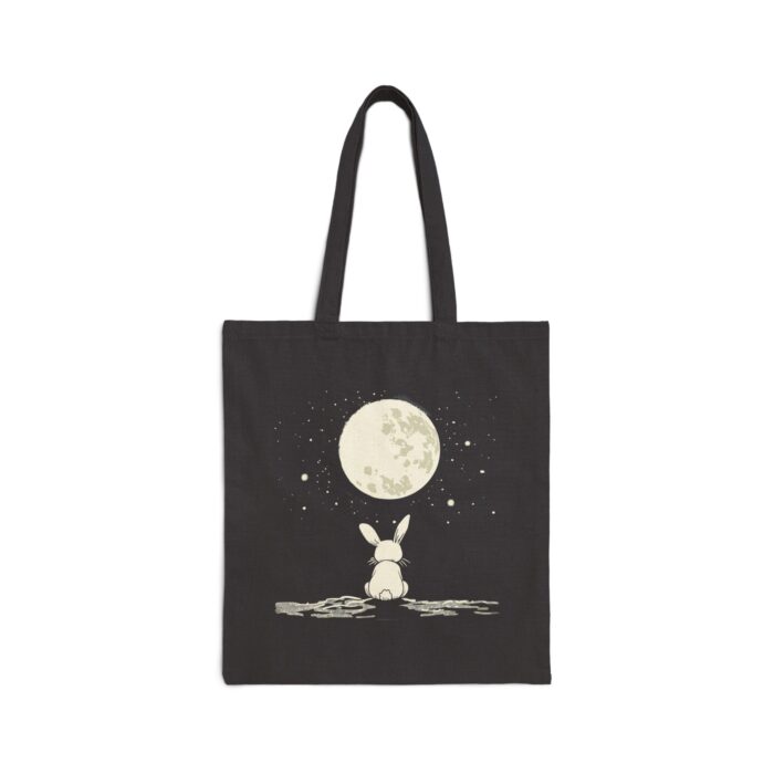 The rabbit looking at Earth from the moon Cotton Canvas Tote Bag - Image 2