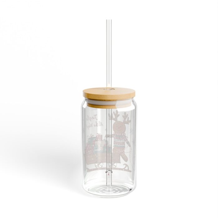 The Gingerbread Man's Love for Sleds Sipper Glass, 16oz - Image 3