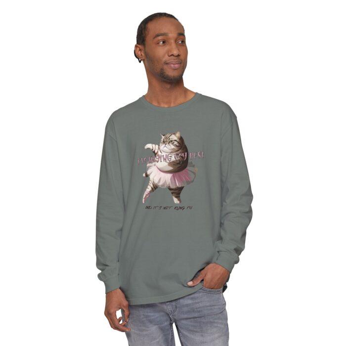 It's not kung fu Unisex Garment-dyed Long Sleeve T-Shirt - Image 7