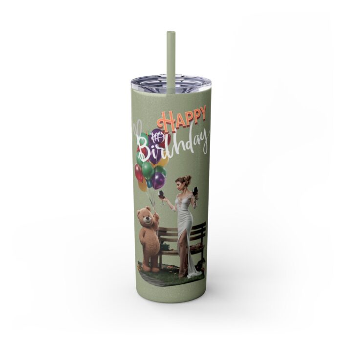 Happy Birthday Skinny Tumbler with Straw, 20oz