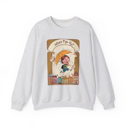 "meta_description": "Stay cozy with 'When Pigs Fly?' Unisex Heavy Blend™ Sweatshirt, perfect for colder months.",