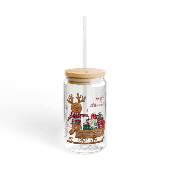 The Gingerbread Man's Love for Sleds Sipper Glass, 16oz