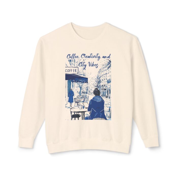 Coffee, Creativity, and City Vibes Unisex Lightweight Crewneck Sweatshirt - Image 5