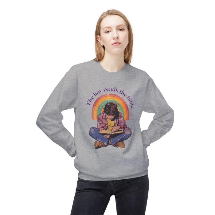 The boy reads the bible Unisex Midweight Softstyle Fleece Crewneck Sweatshirt - Image 11