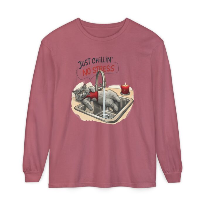 Just chillin' no stress Unisex Garment-dyed Long Sleeve T-Shirt - Image 45